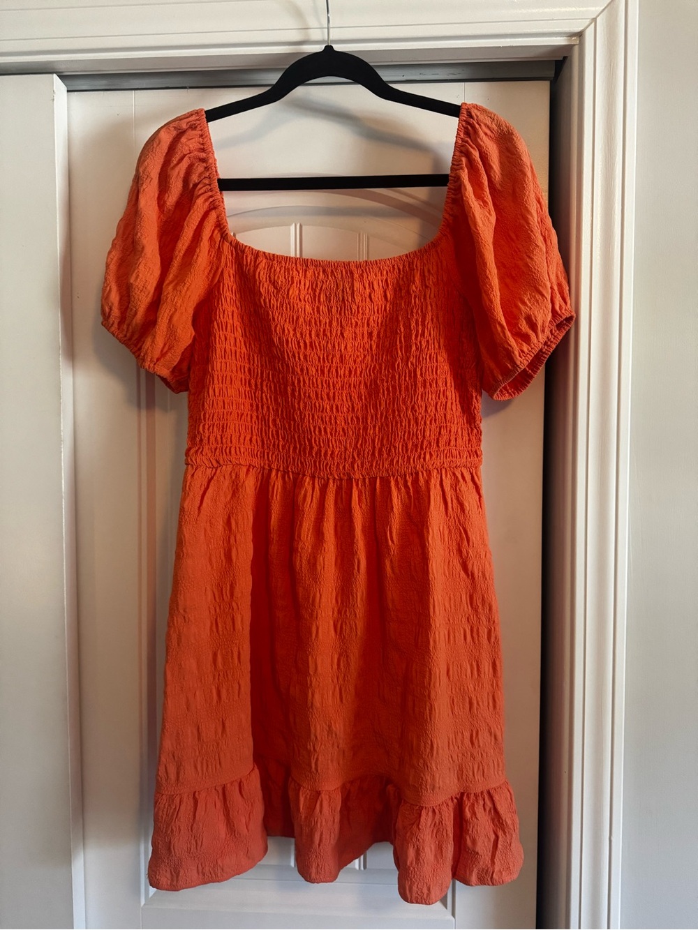 Lily Rose Orange Smocked Off-Shoulder dress